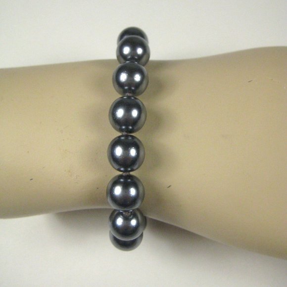 DS STARR Necklace Earrings Bracelet Women Set 3 Black Faux Pearl Bead String VTG - Picture 5 of 11